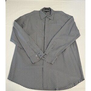 Brandini Mens Blue Gray White Checkered Button Down Casual Long Sleeve XL